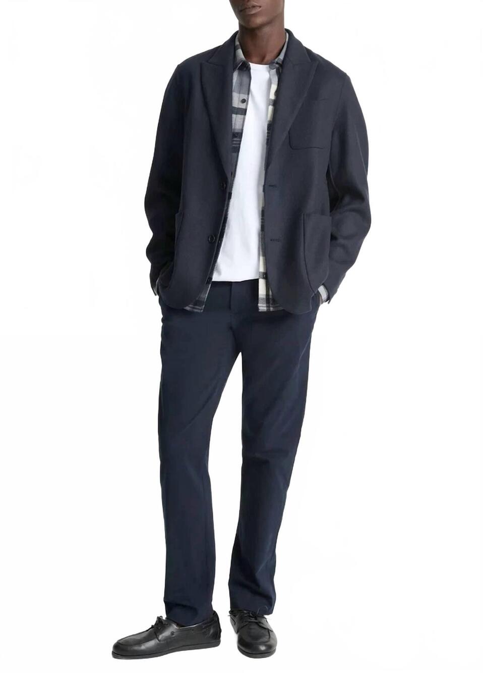 NEW VINCE wool blend blazer in blue